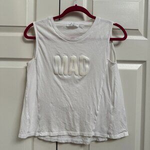 Zara Collection W&B White Sleeveless "MAD" Tee Women's Size M